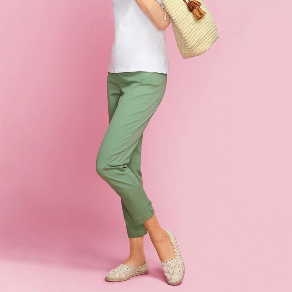NWT Talbots Green Perfect Crop Pants Summer Vacation Office Sz 12